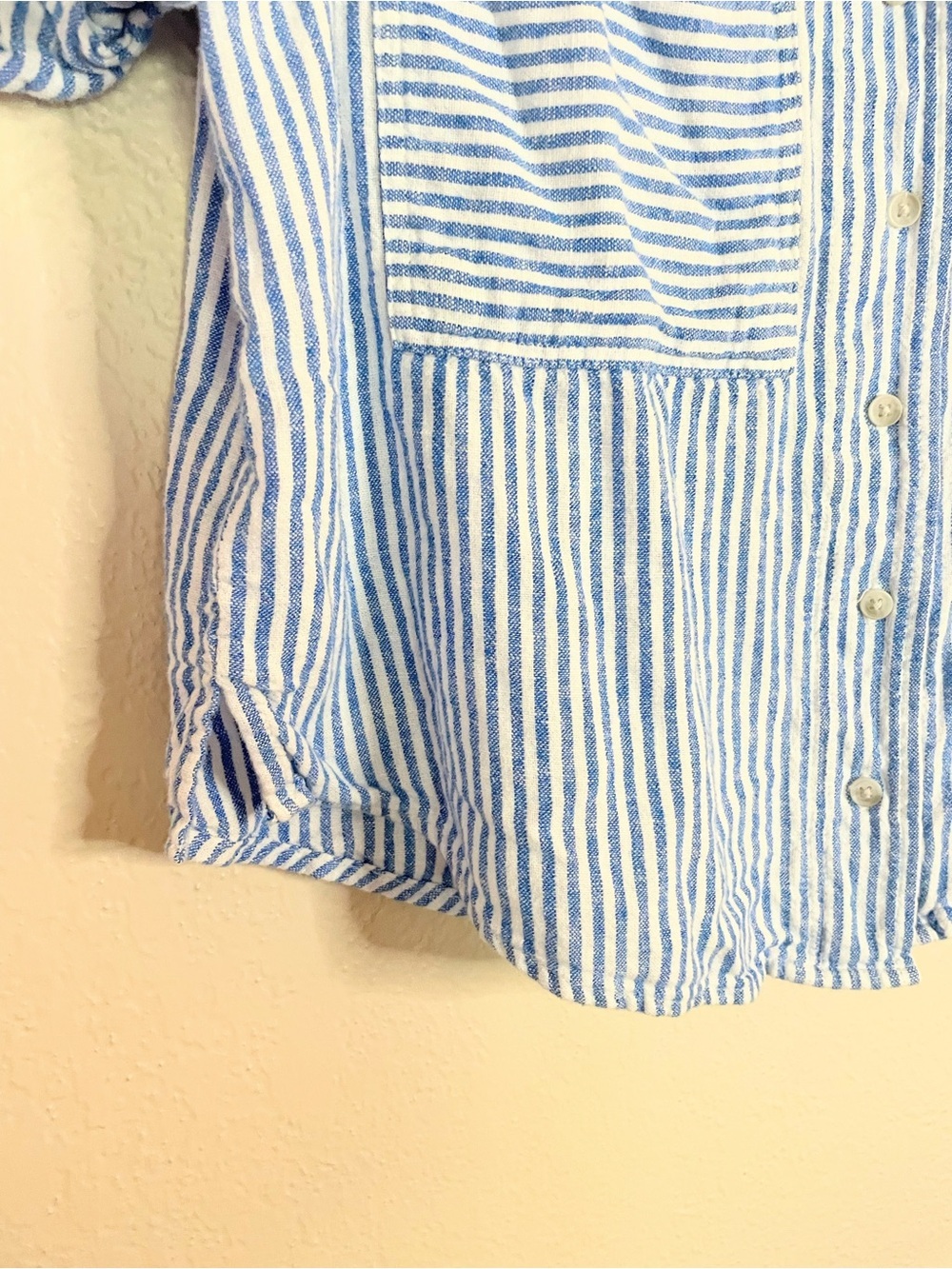 Universal Thread Blue White Stripe Linen Blend Top Small - Picture 2 of 8